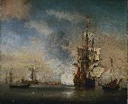 English Warship Firing a Salute